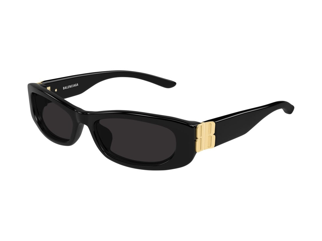 Balenciaga Bb0505s Black Gold Logo Acetate Rectangular Sunglasses