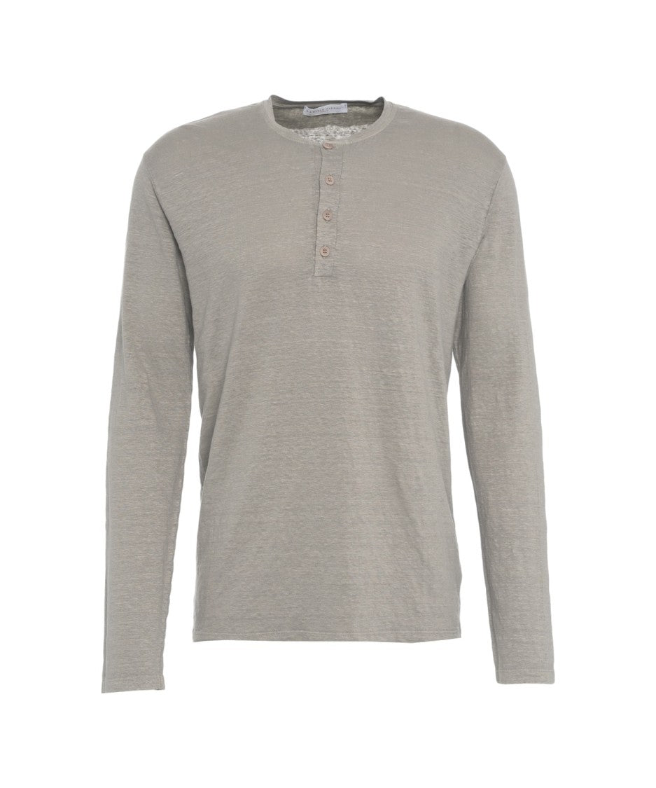 Daniele Fiesoli Linen Blend Longsleeve Shirt With Ribbed Collar