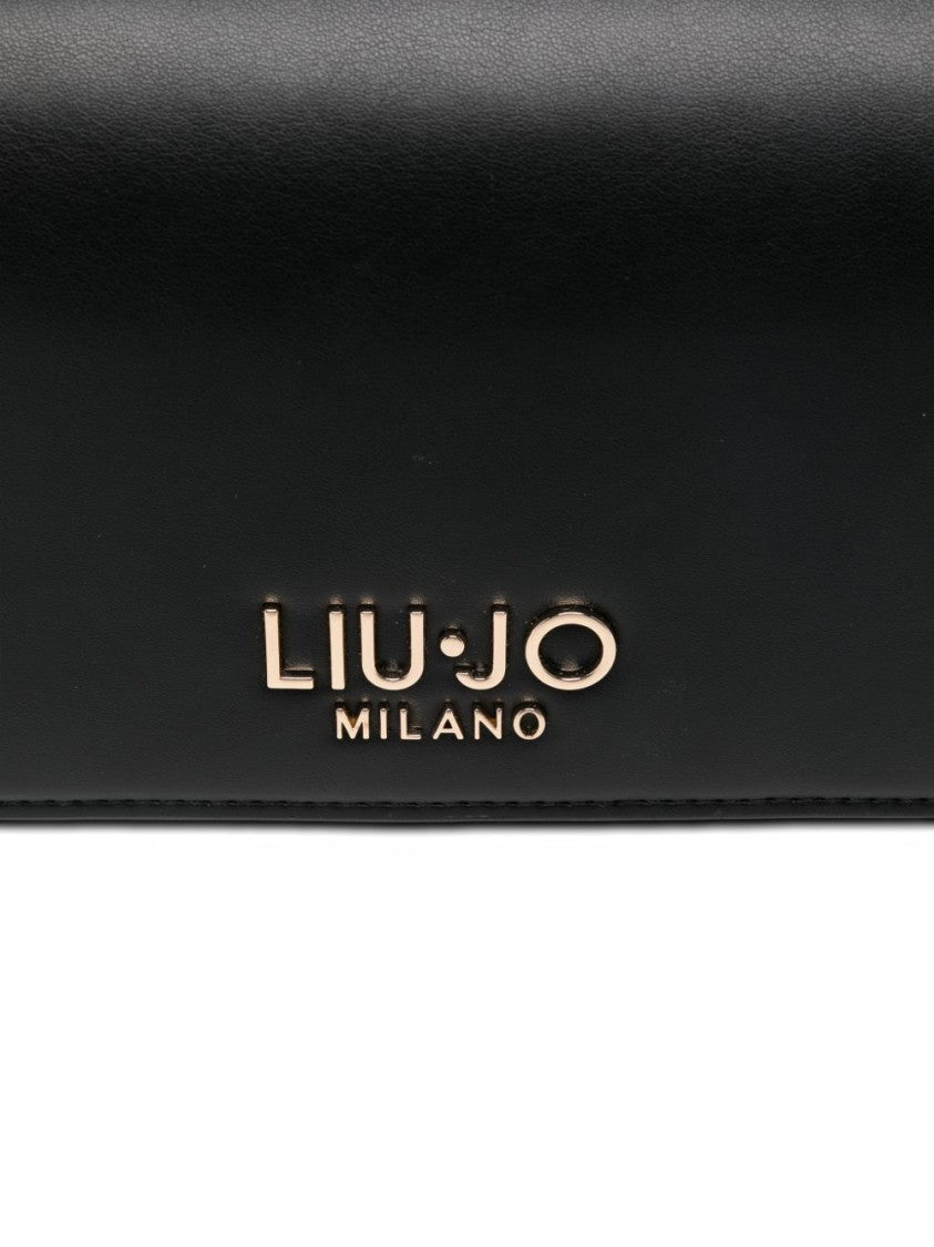 Liu Jo Rectangular Black Shoulder Bag With Flap Closure