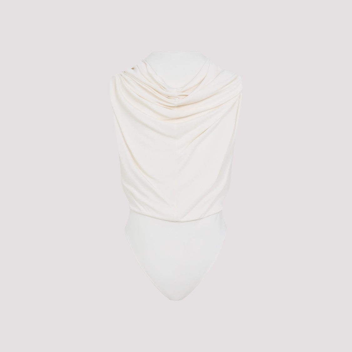 Alaïa Draped Sleeveless White Viscose Bodysuit With Hood