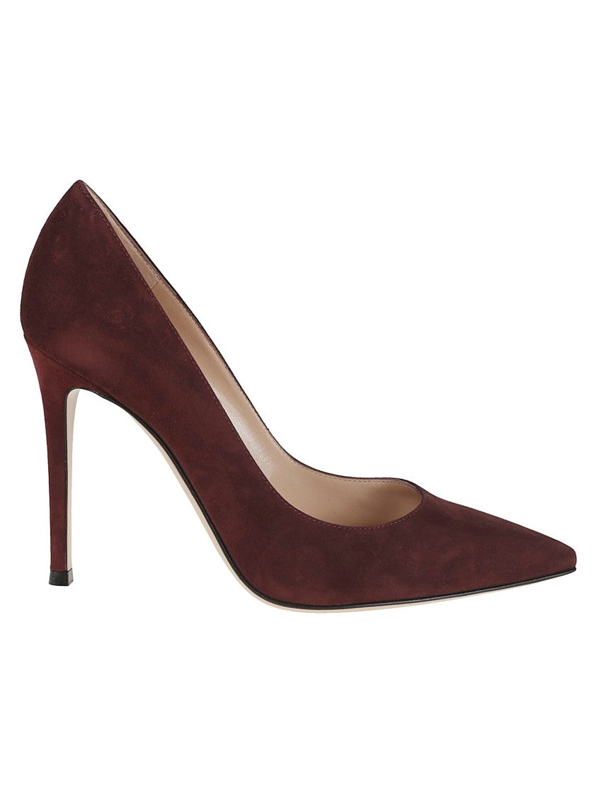 Gianvito Rossi Burgundy Suede Calfskin Pumps