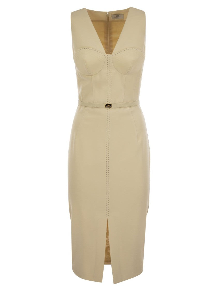 Elisabetta Franchi Crepe Bustier Dress With Contrasting Topstitching