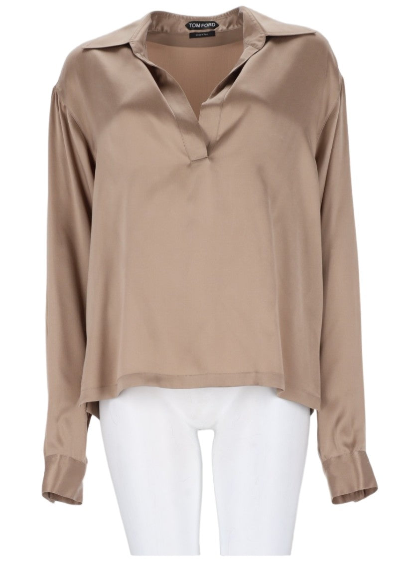Tom Ford Satin Silk V-Neck Blouse