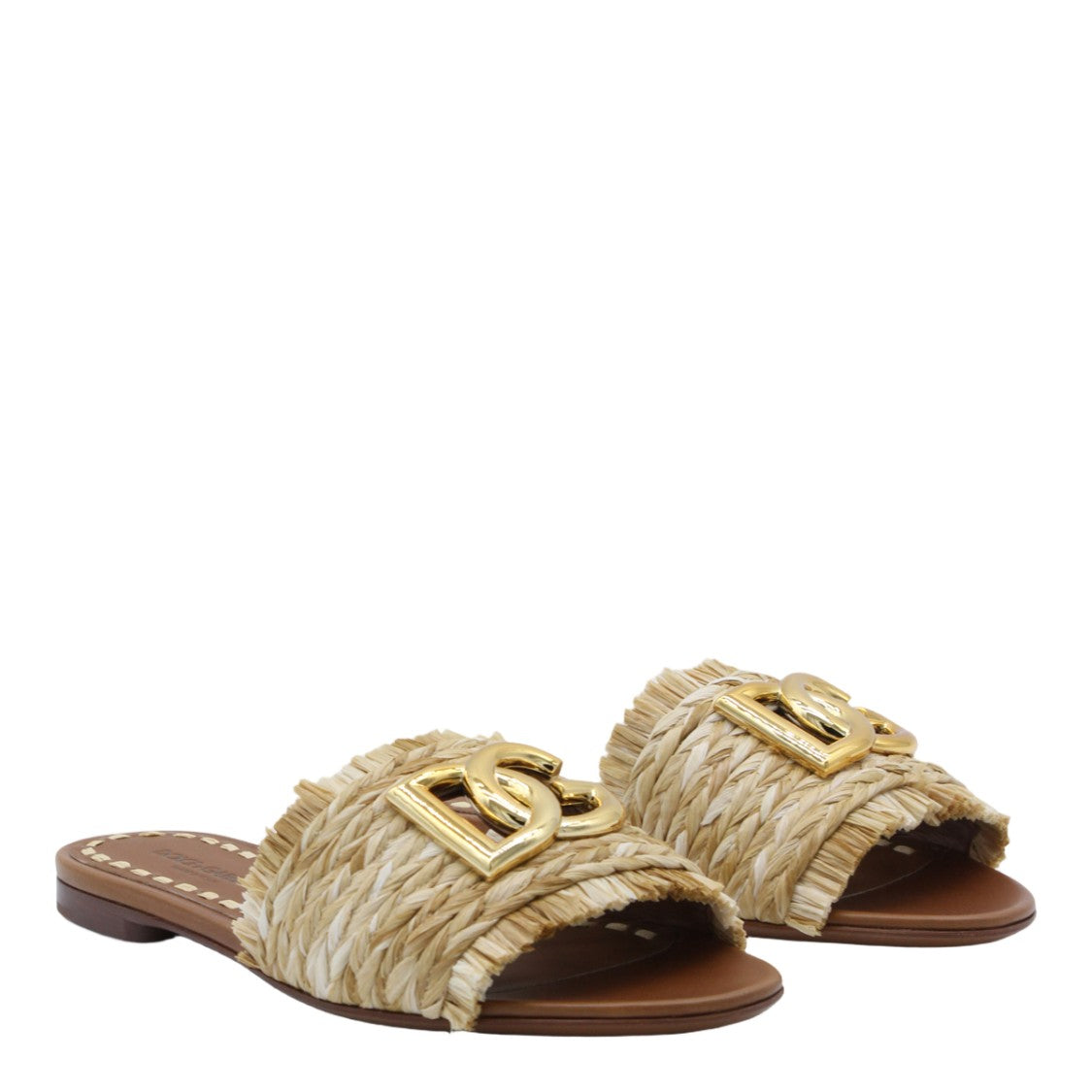 Dolce & Gabbana Woven Straw-Upper Flats