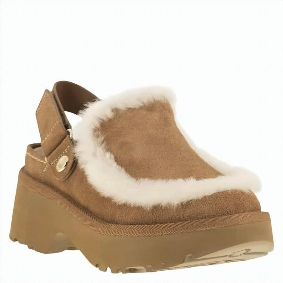 Ugg Suede Mules With Plush Trim And Adjustable Strap