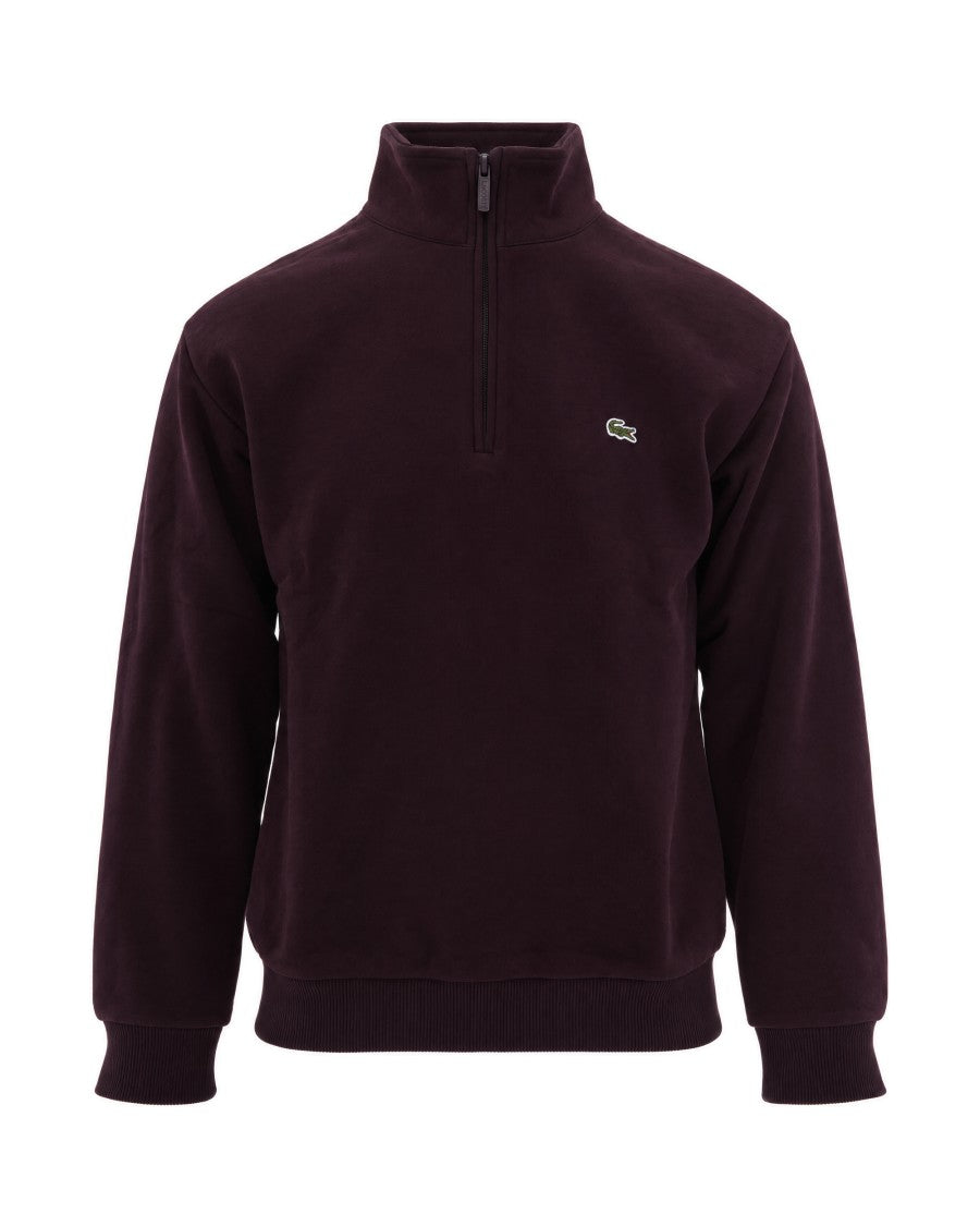 Lacoste Burgundy Oxalis High-Neck Half-Zip Sweatshirt