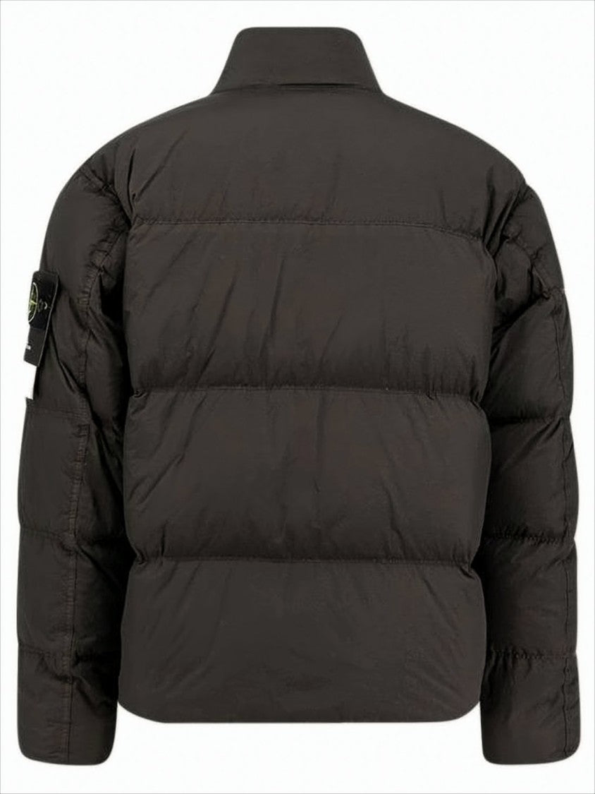 Stone Island Boxy Silhouette Padded Jacket With Horizontal Quilting And High Collar