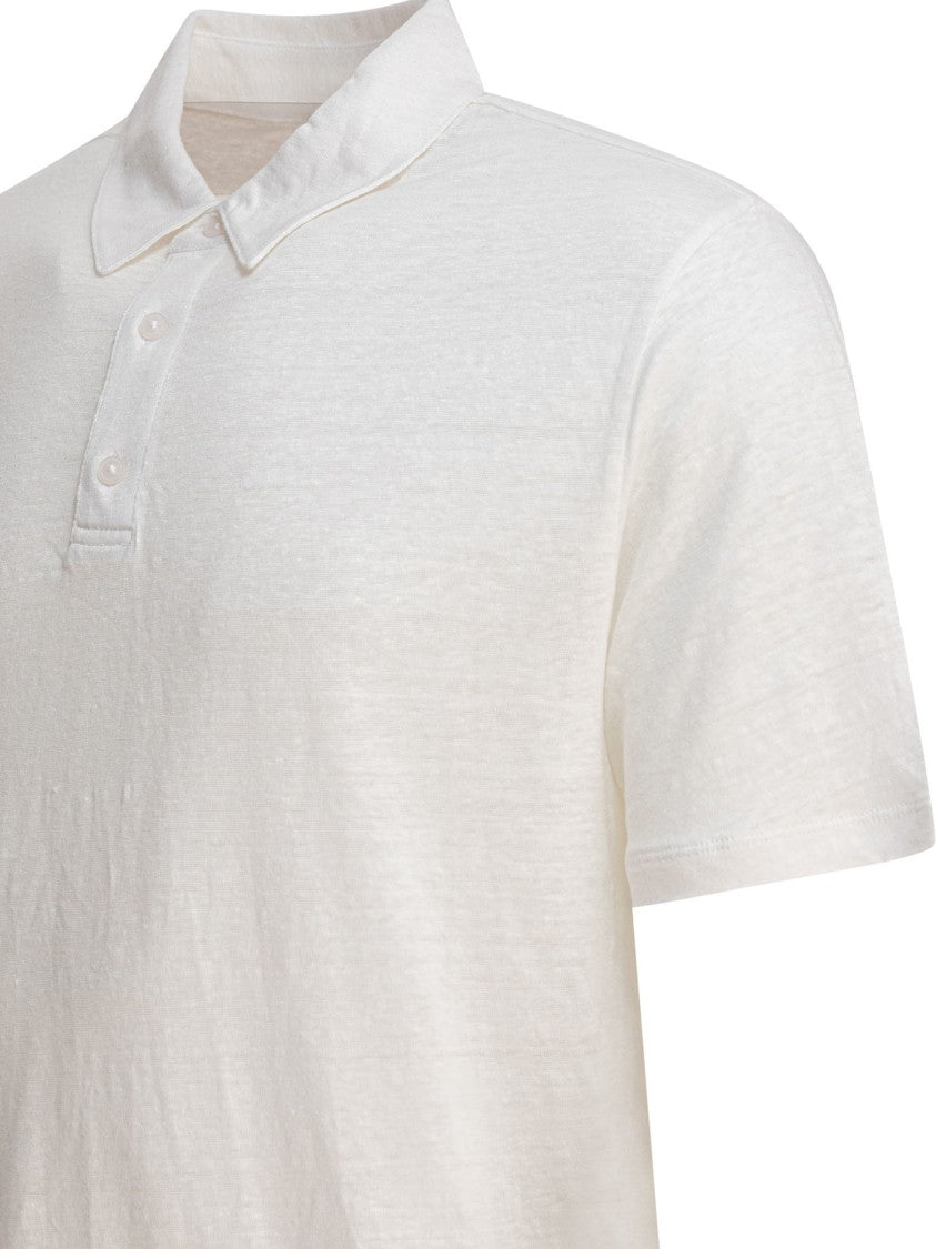 Vince Classic White Linen Polo Shirt