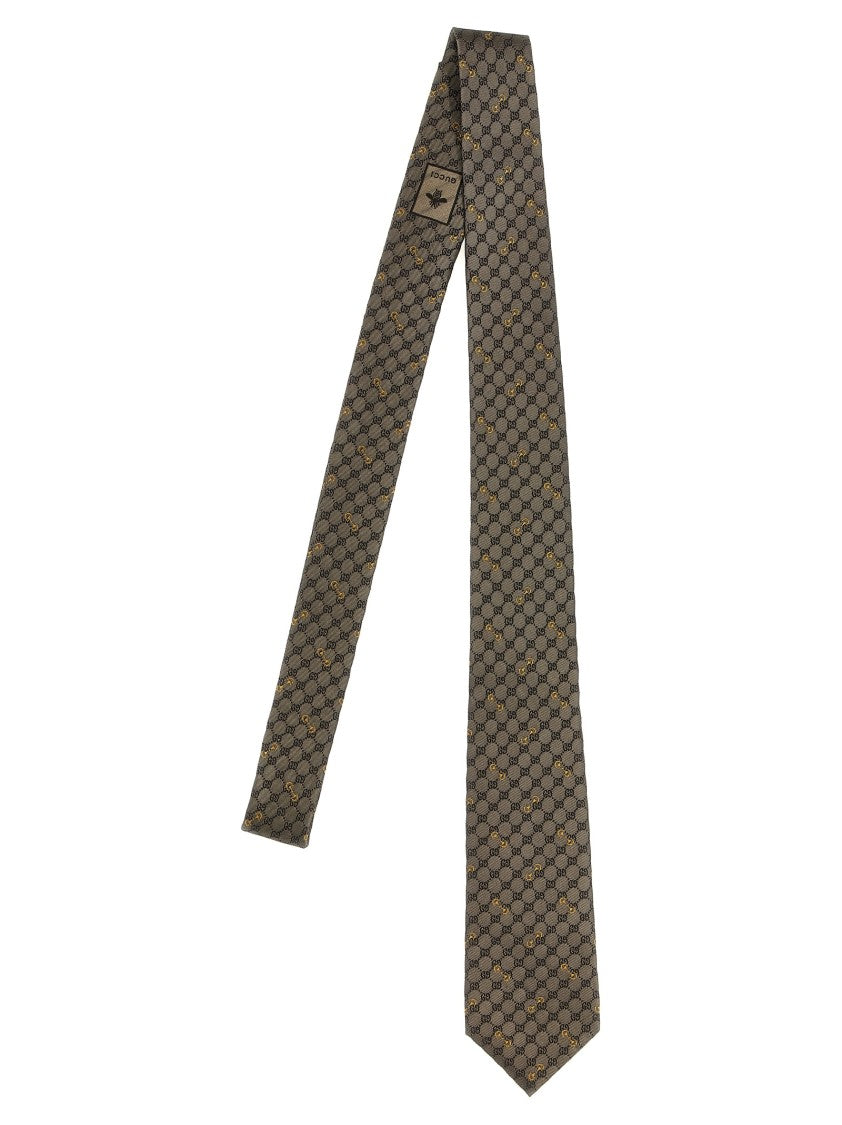 Gucci Silk Tie With Repeating Gg Pattern