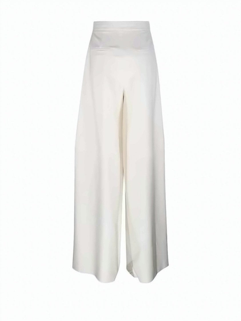 Max Mara High-Waisted Cropped White Palazzo Pants With Front Pleats