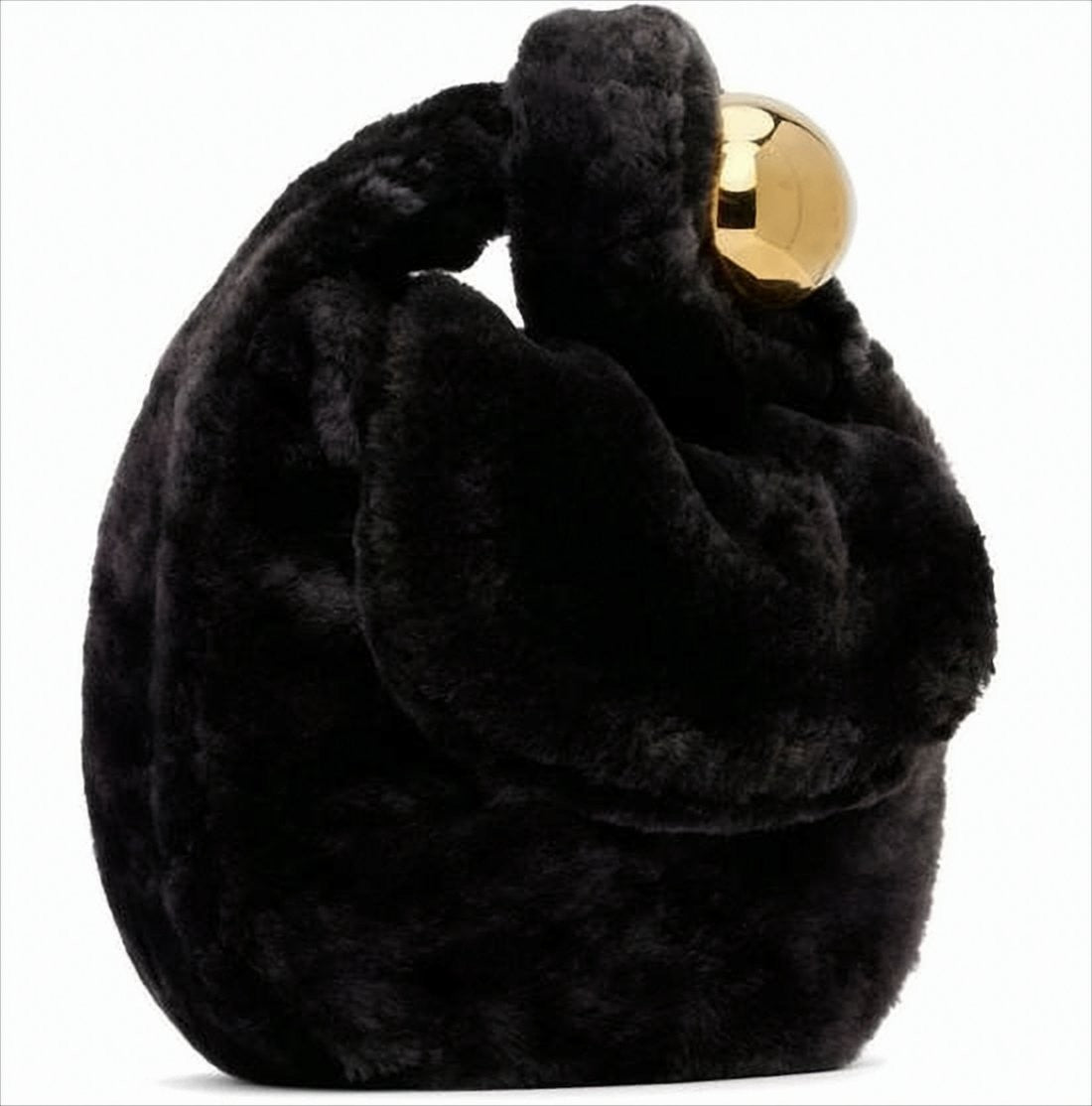 Jil Sander Sculptural Black Shoulder Bag With Padded Handle