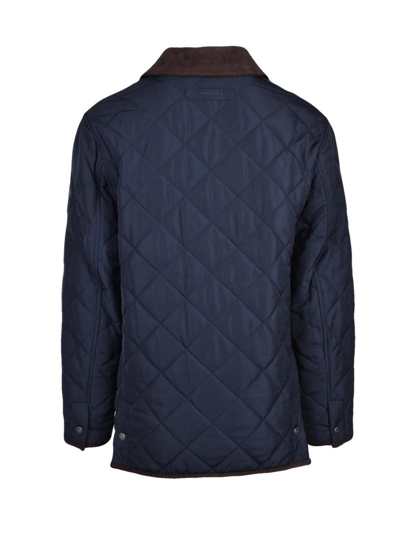 Gant Quilted Fleece Overcoat With Corduroy Trim And Snap Closure