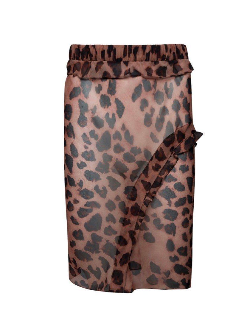 Christopher Esber Concave Bias Layered Skirt Leopard Print