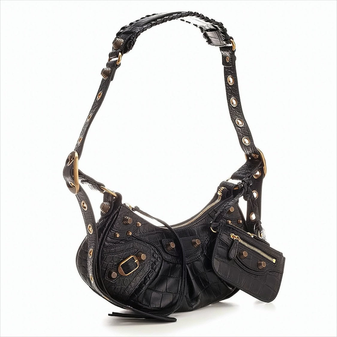 Balenciaga Textured Finish Black Calf Leather Balenciaga Xs Shoulder Bag