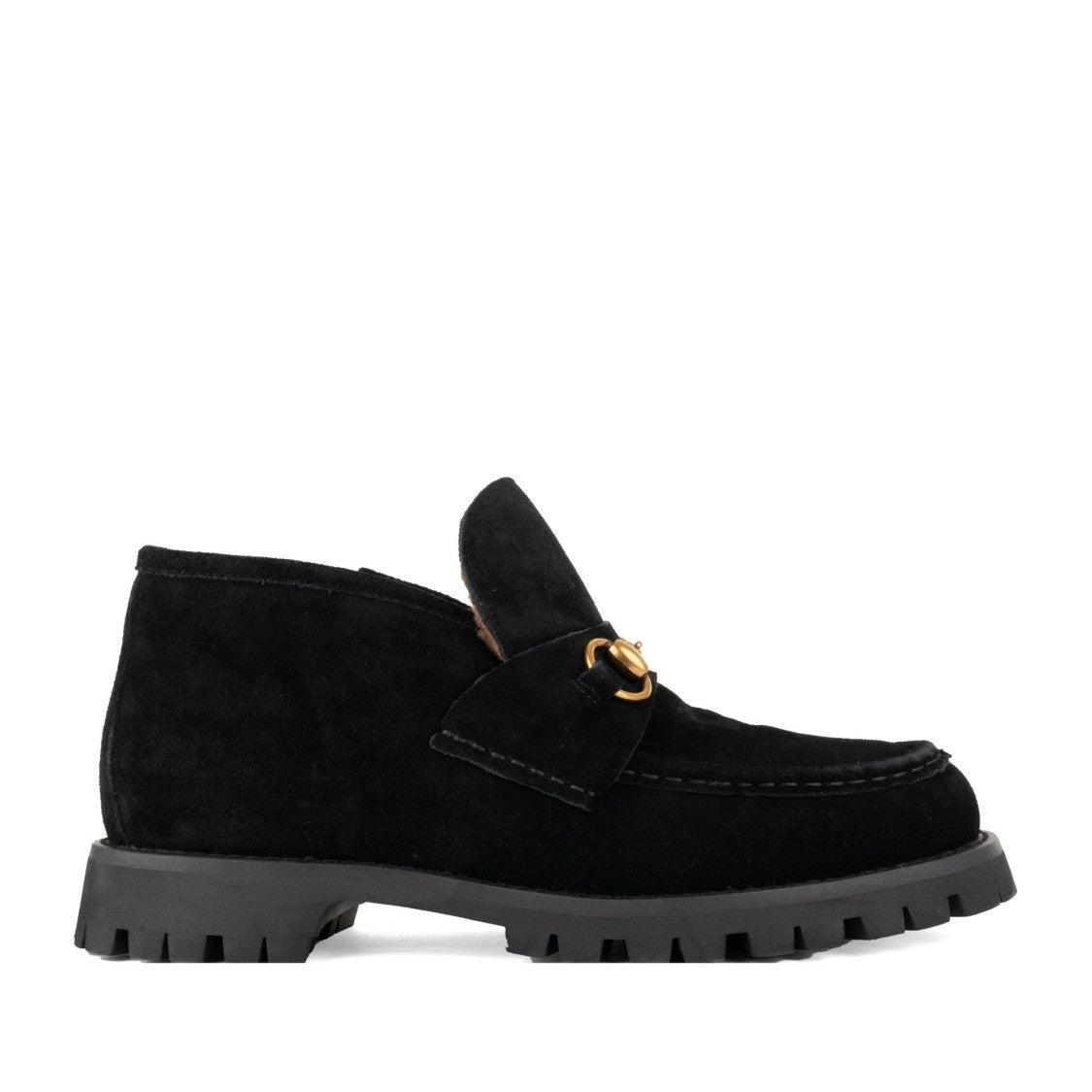 Sergio Moretti Black Wool-Lined Gold-Tone Bit Suede Boots