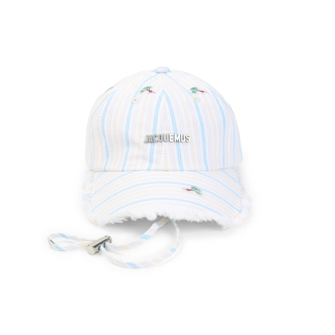 Jacquemus Striped Cotton Cap With Embroidered Motifs