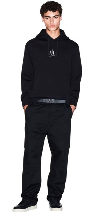 Armani Exchange Cotton Jersey Hoodie With Drawstring Hood