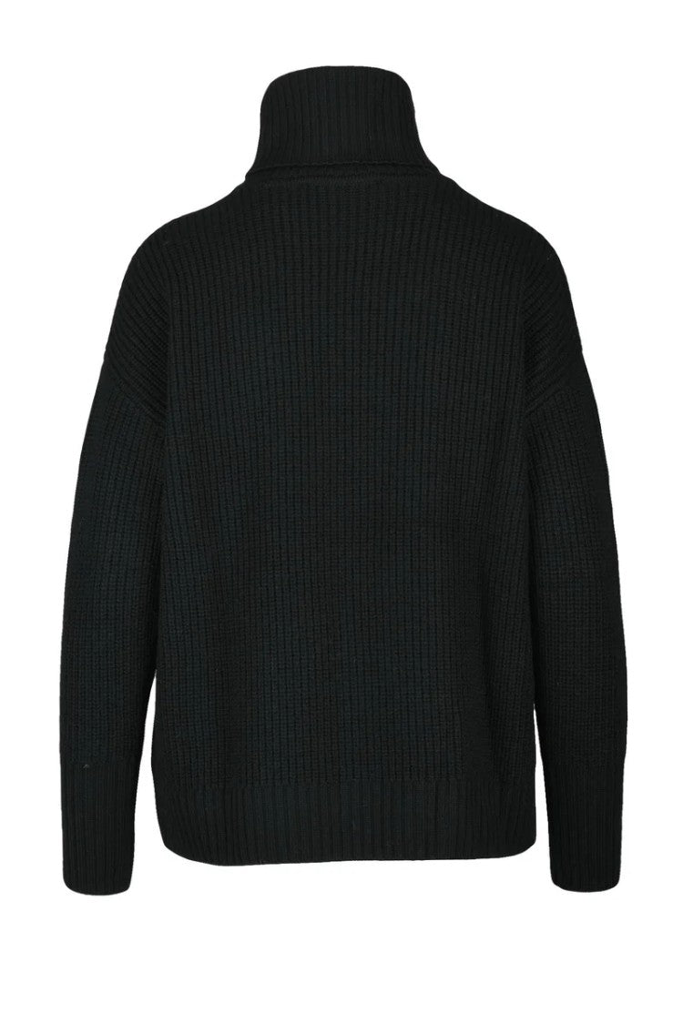 Max Mara Turtleneck Sweater With Rhinestones - Black