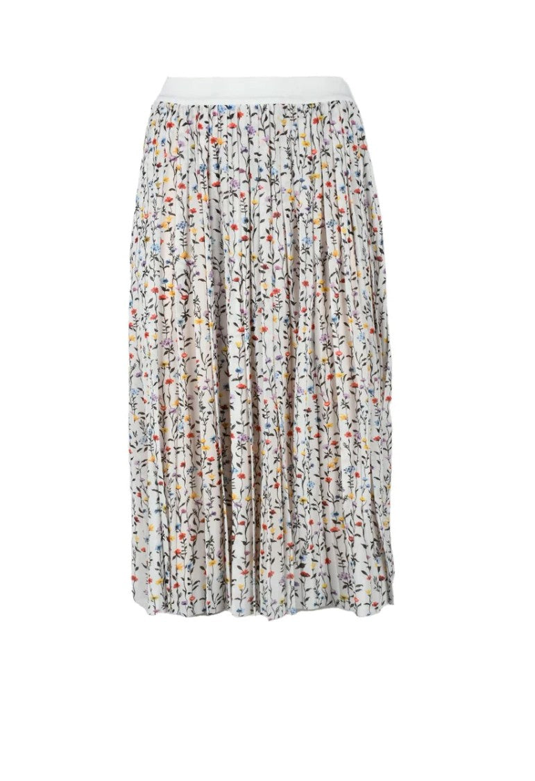 Semi Couture White Floral Tulle Midi Skirt