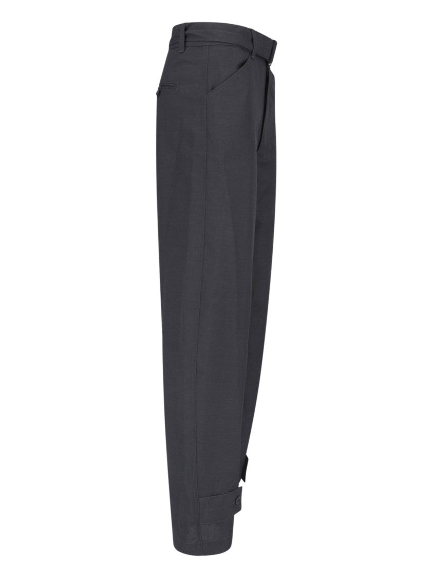 Lemaire Black Cropped Wide-Leg Adjustable Trousers