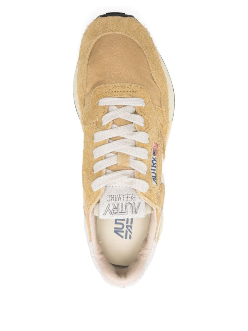 Autry Green Yellow Panelled Calf Suede Sneakers