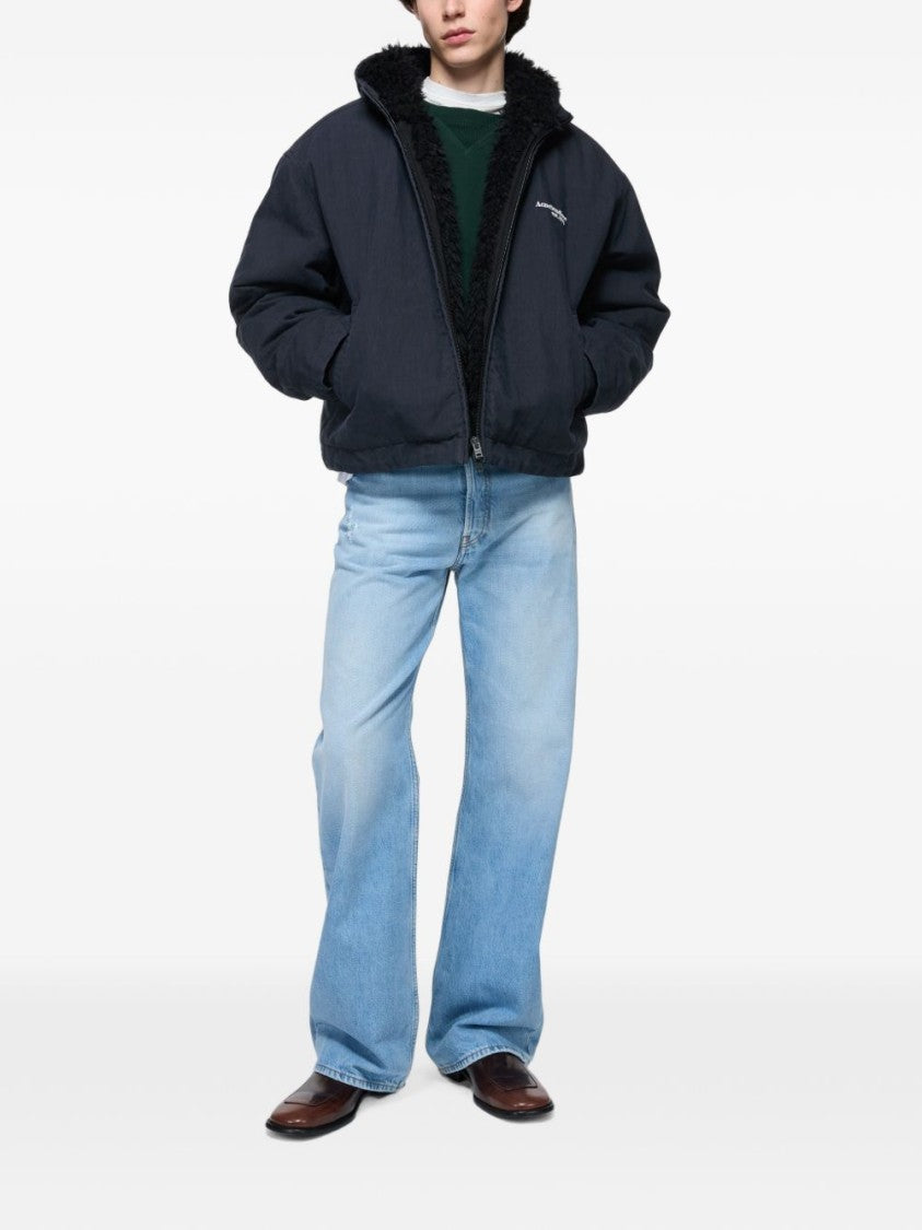 Acne Studios Boxy Cropped Zip-Front Plush-Lined Jacket
