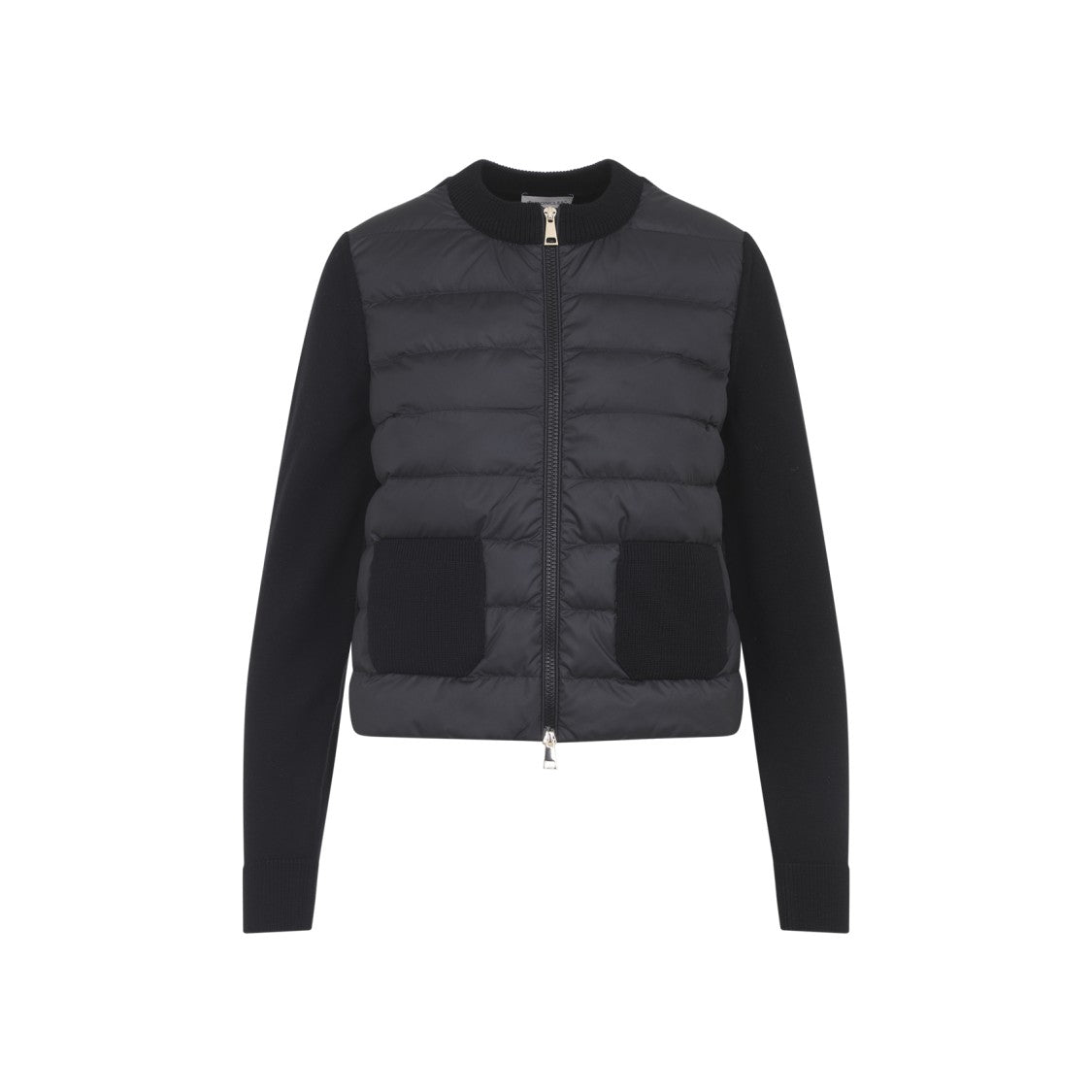 Moncler Quilted Front Jacket With Knitted Details And Fitted Silhouette