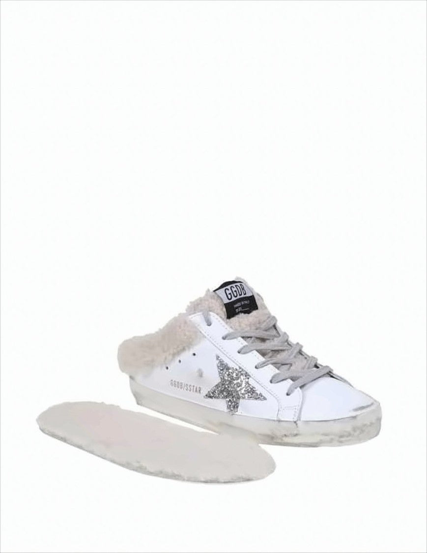 Golden Goose Distressed Slip-On Sneakers With Glitter Star Accents