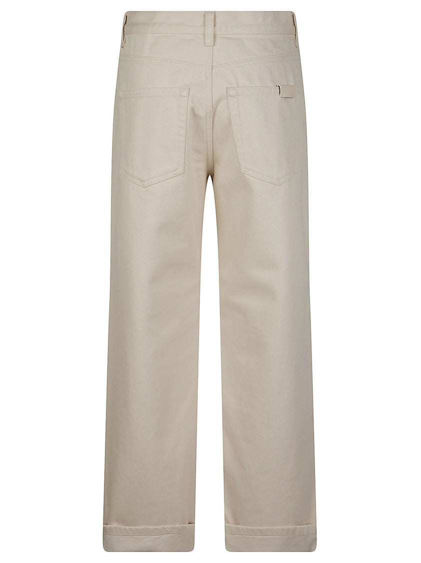 Moncler Mid Rise Cropped Cotton Jeans