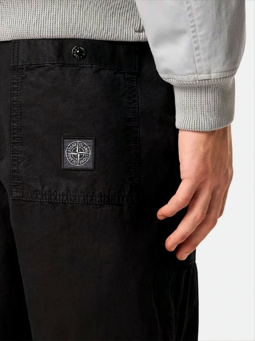 Stone Island Relaxed Fit Black Straight Pants With Minimalist Design