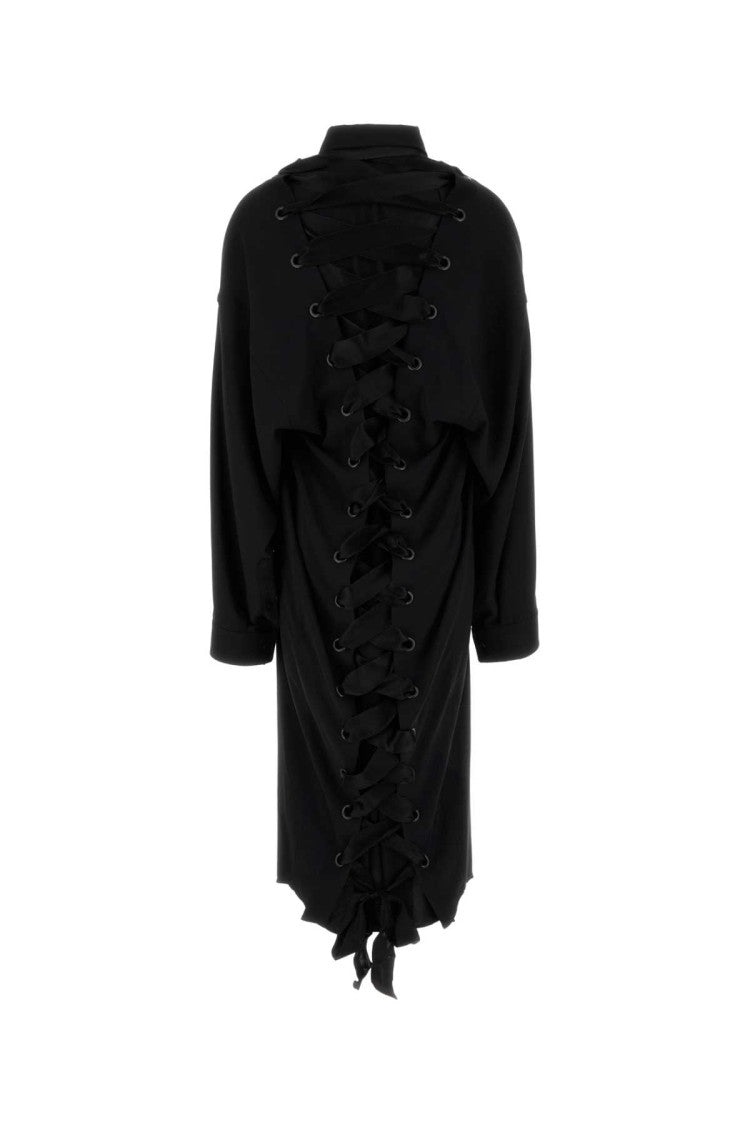 Balenciaga Black Crepe Shirt Dress