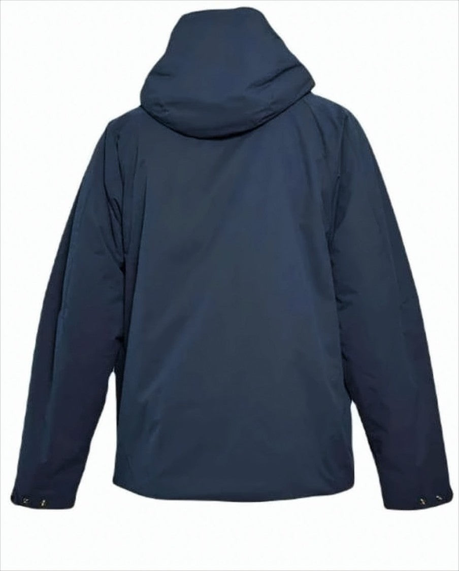 C.P. Company Blue Polyester Jacket With Adjustable Hood And Logo Patch