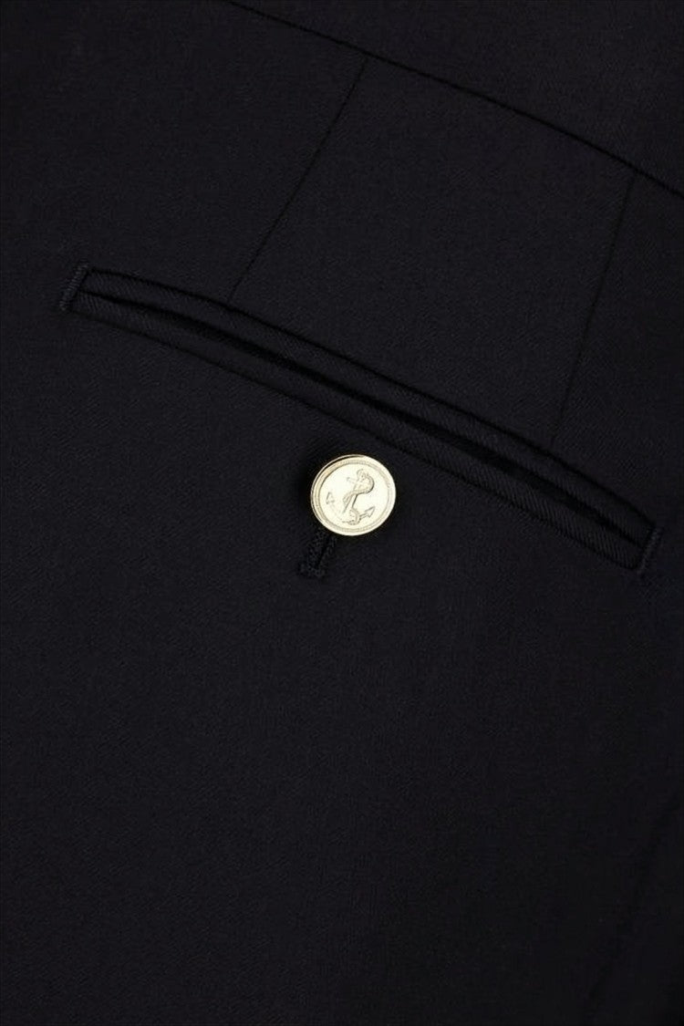 Thom Browne Tailored Black Straight Pants With Cuff Detailing