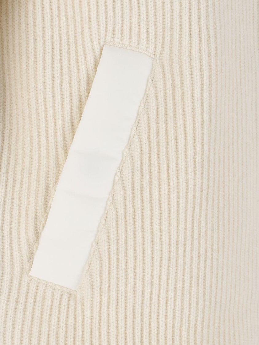 Sacai White Wool Zip-Through Knit