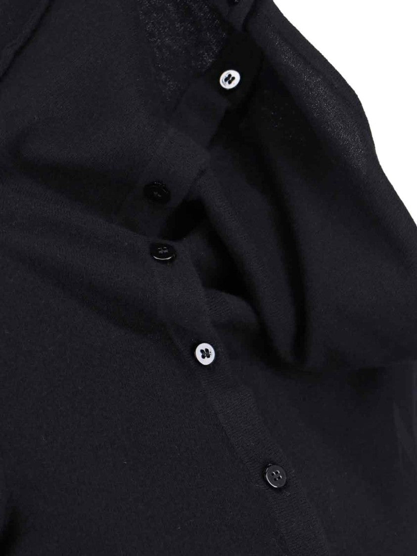 The Attico Asymmetrical Collar Black Dress With Logo Embroidery