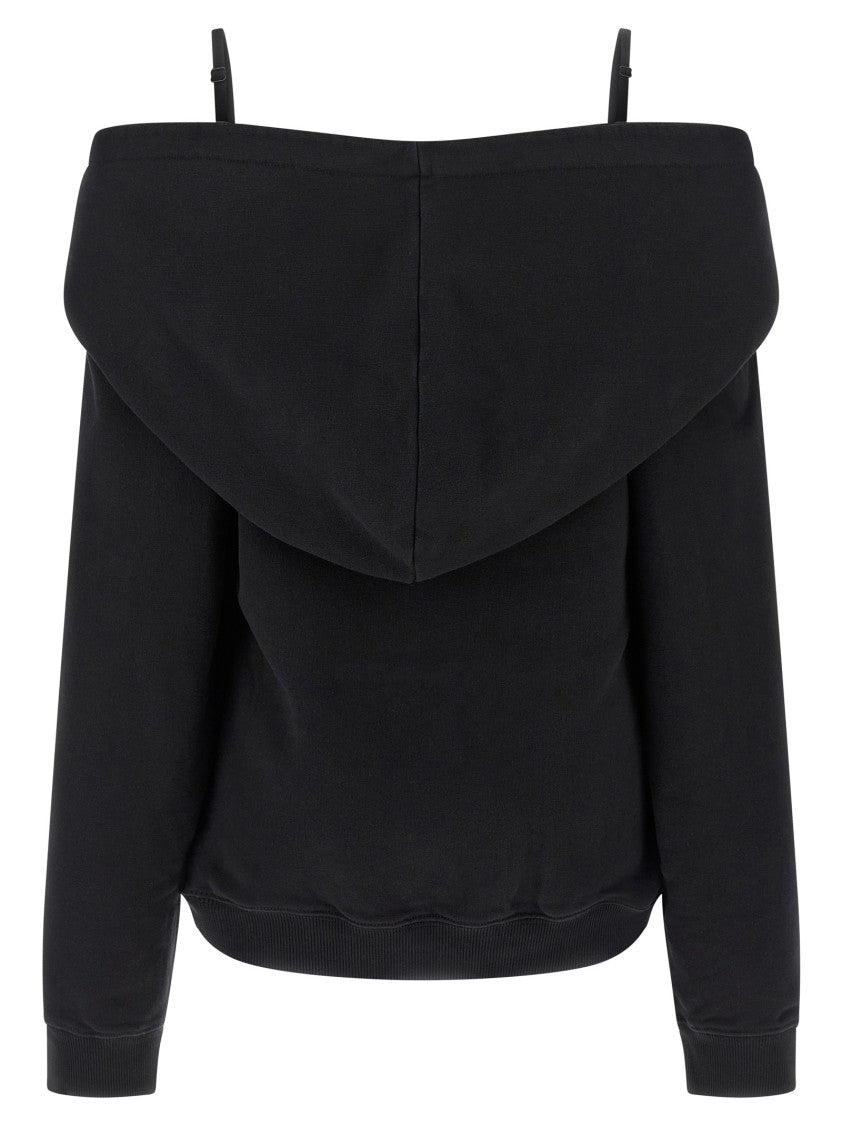 Mm6 By Maison Margiela Brushed Cotton Off-Shoulder Hoodie
