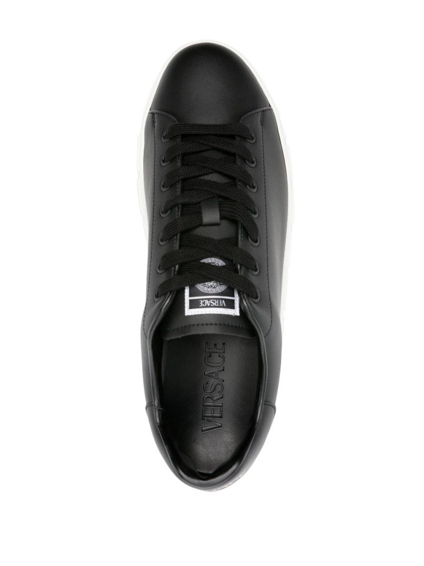 Versace Black Faux Leather Sneakers