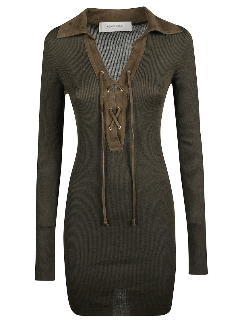 Golden Goose Green Orly Wool Day Dress