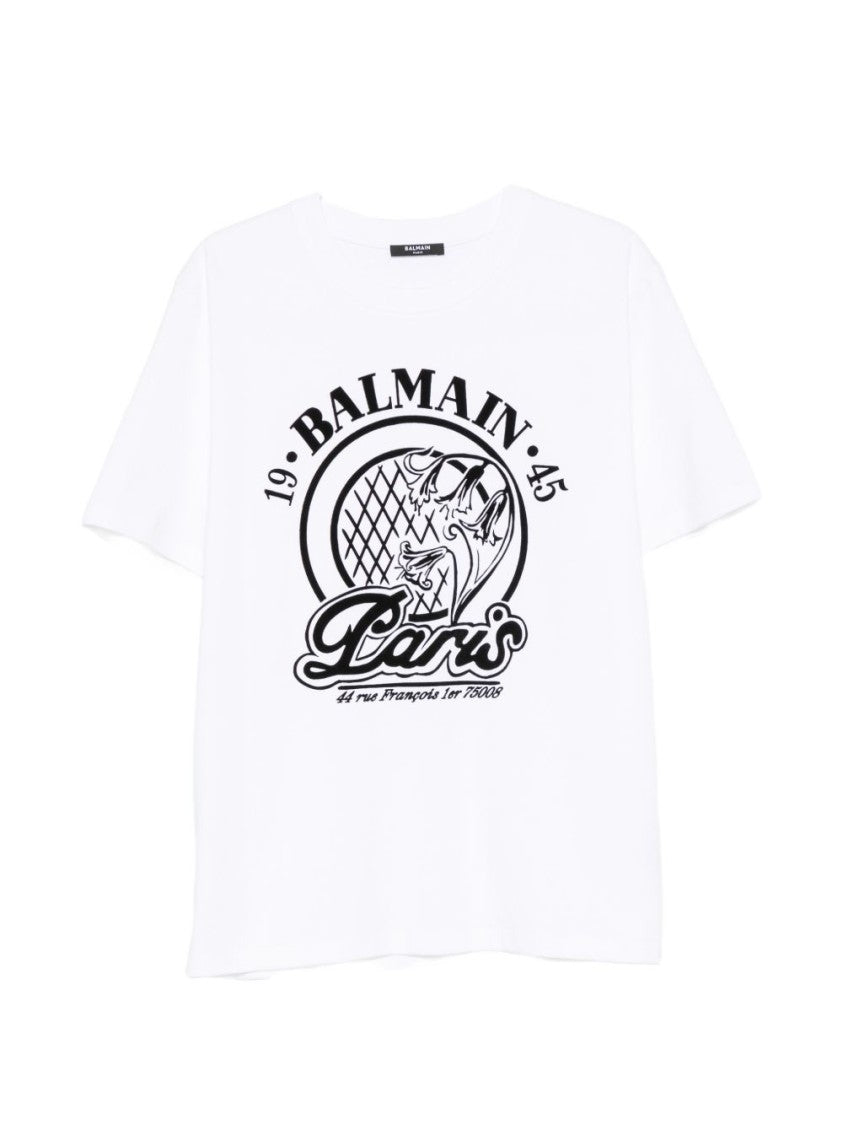 Balmain Quilted Flock Bold Graphic T-Shirt