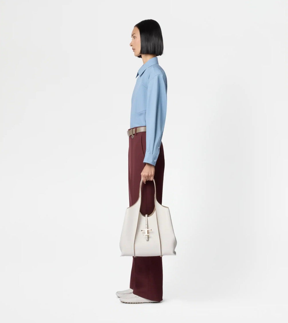 Tod's White Tsb Shopping Pend. T Medium Bag