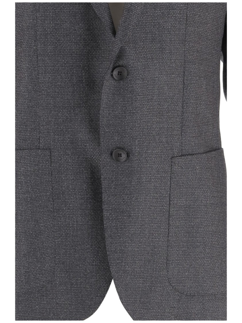 Tagliatore Grey Wool Blazer With Classic Lapels