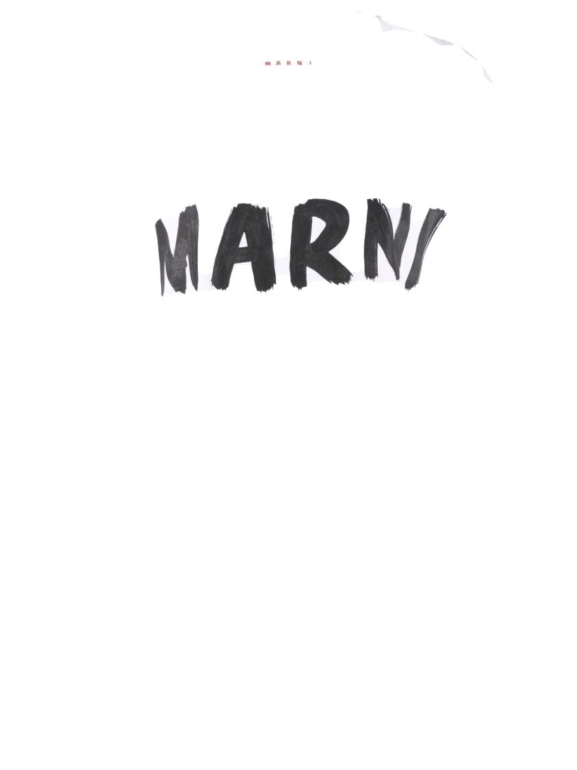 Marni Oversized White T-Shirt With Brushstroke Lettering