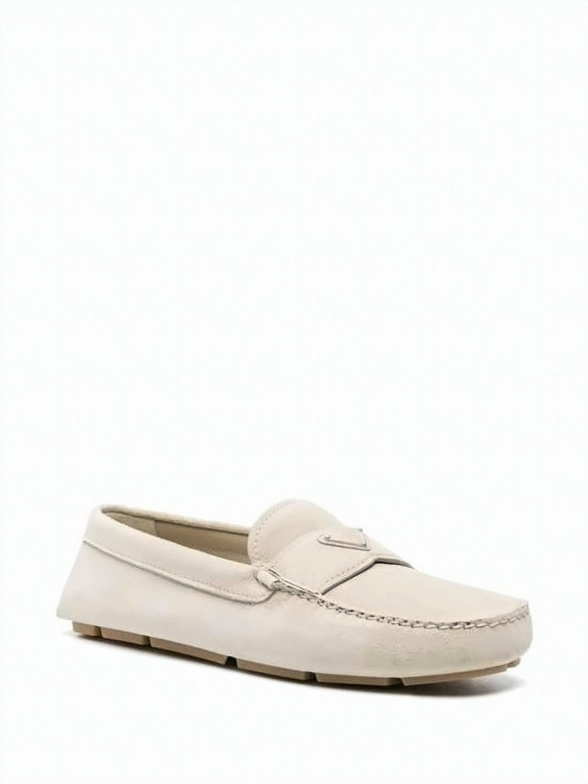 Prada Suede Loafer With Minimalist Silhouette And Rubber Sole