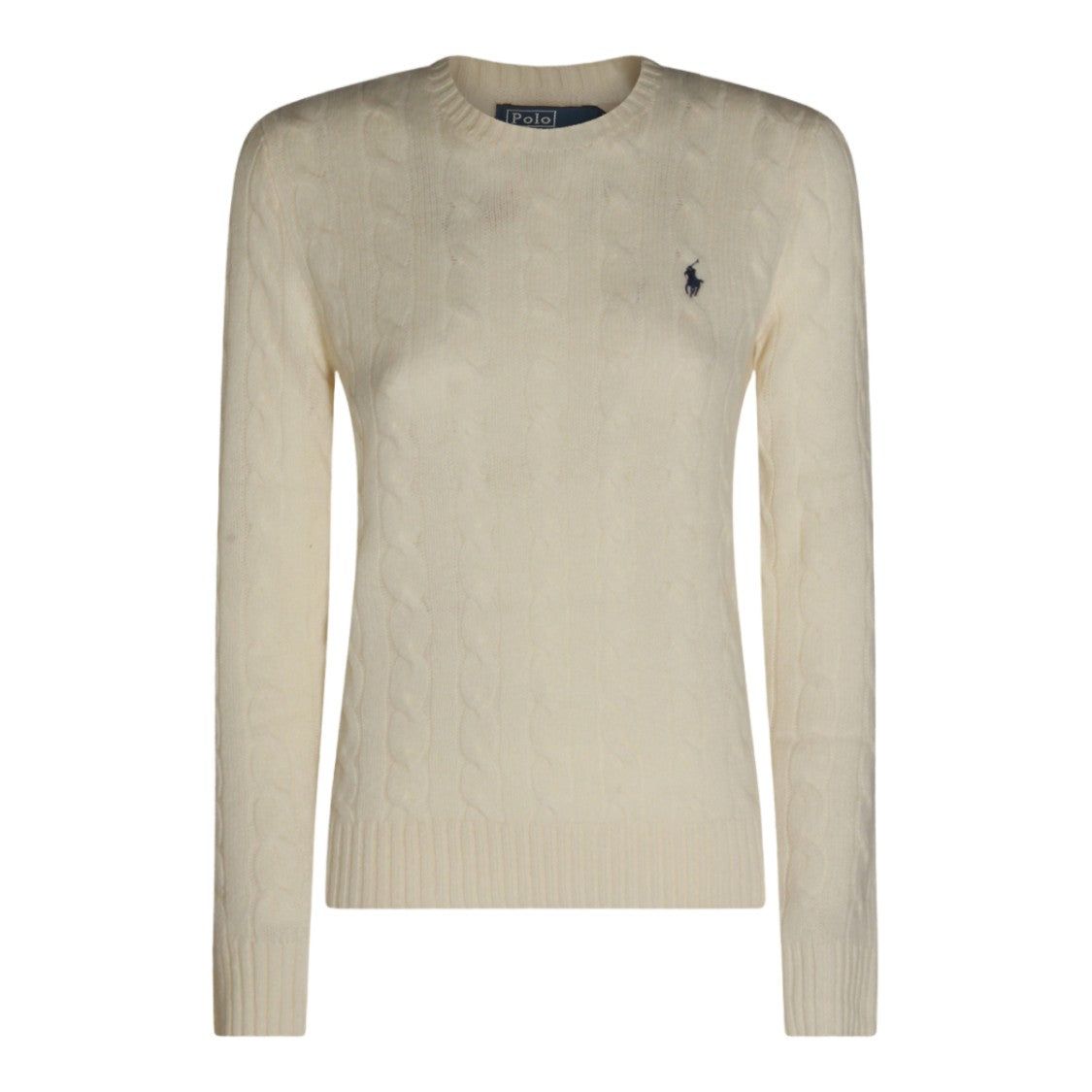 Polo Ralph Lauren Cable Knit Fitted Sweater With Crew Neckline And Embroidered Logo