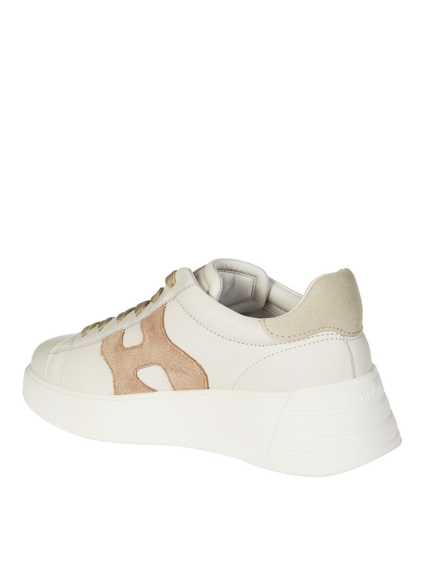 Hogan Off-White Leather Beige Suede Sneakers