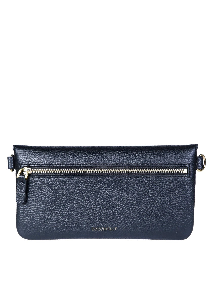 Coccinelle C-Me Lock Textured Leather Clutch