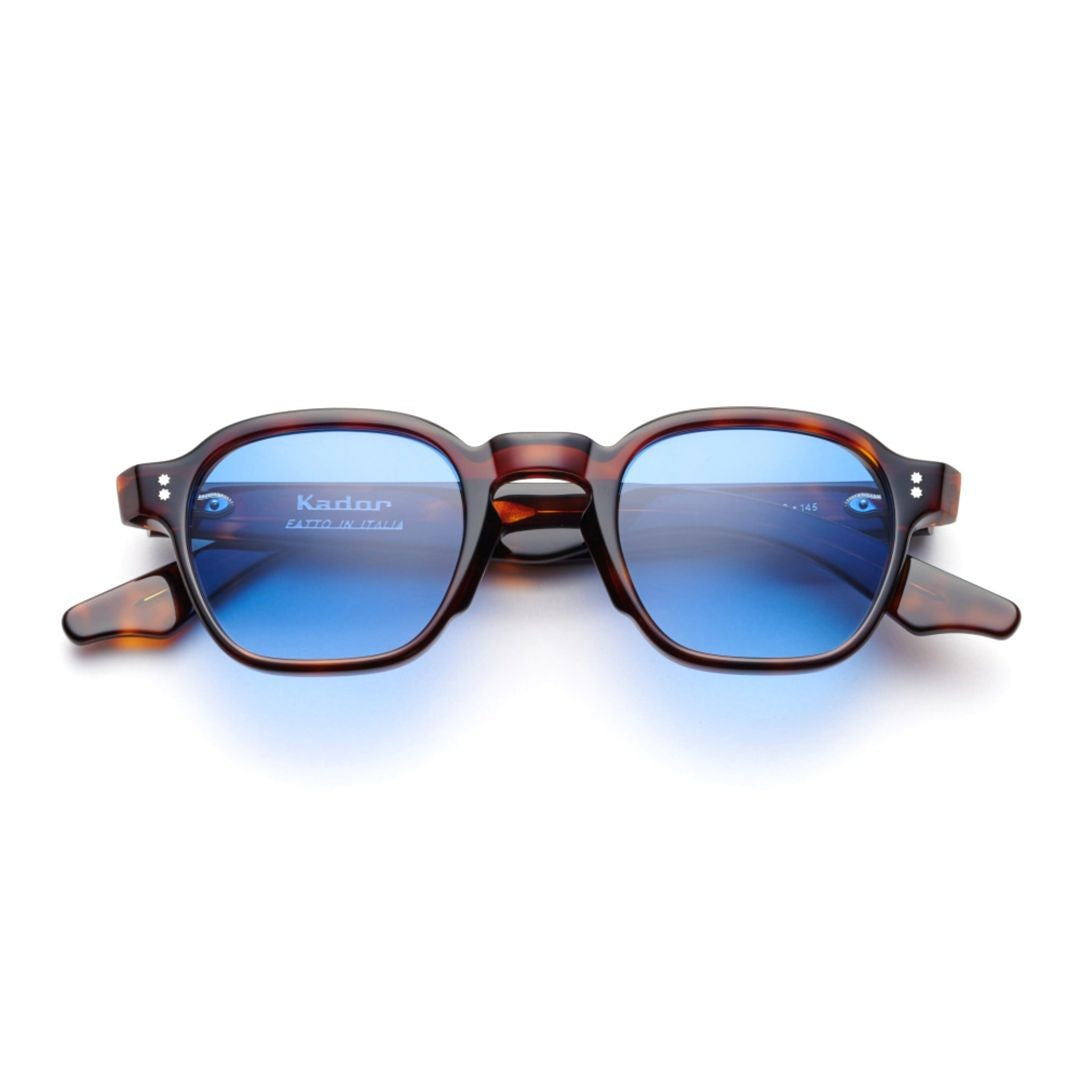 Kador K-Master Classic Tortoiseshell Square Frame Sunglasses With Blue-Tinted Lenses