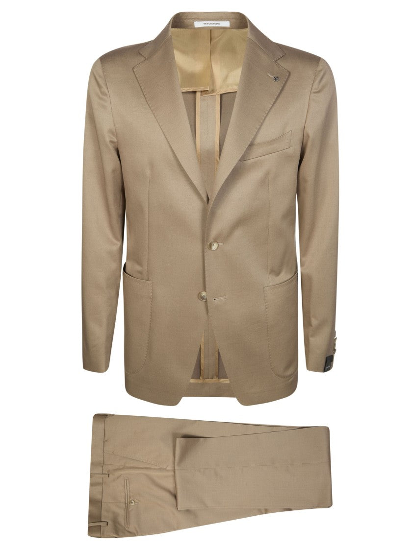 Tagliatore Light Brown Virgin Wool Patch Pocket Suit