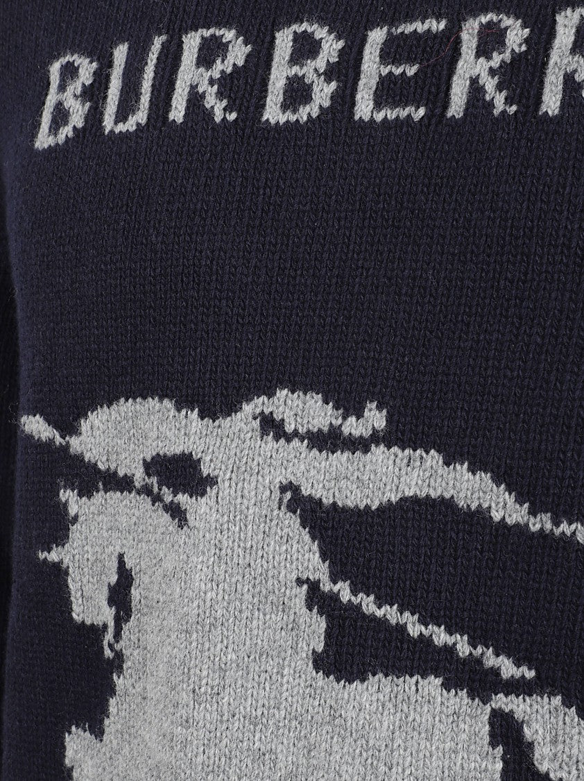 Burberry Cashmere Blend Sweater With Equestrian Knight Embroidery