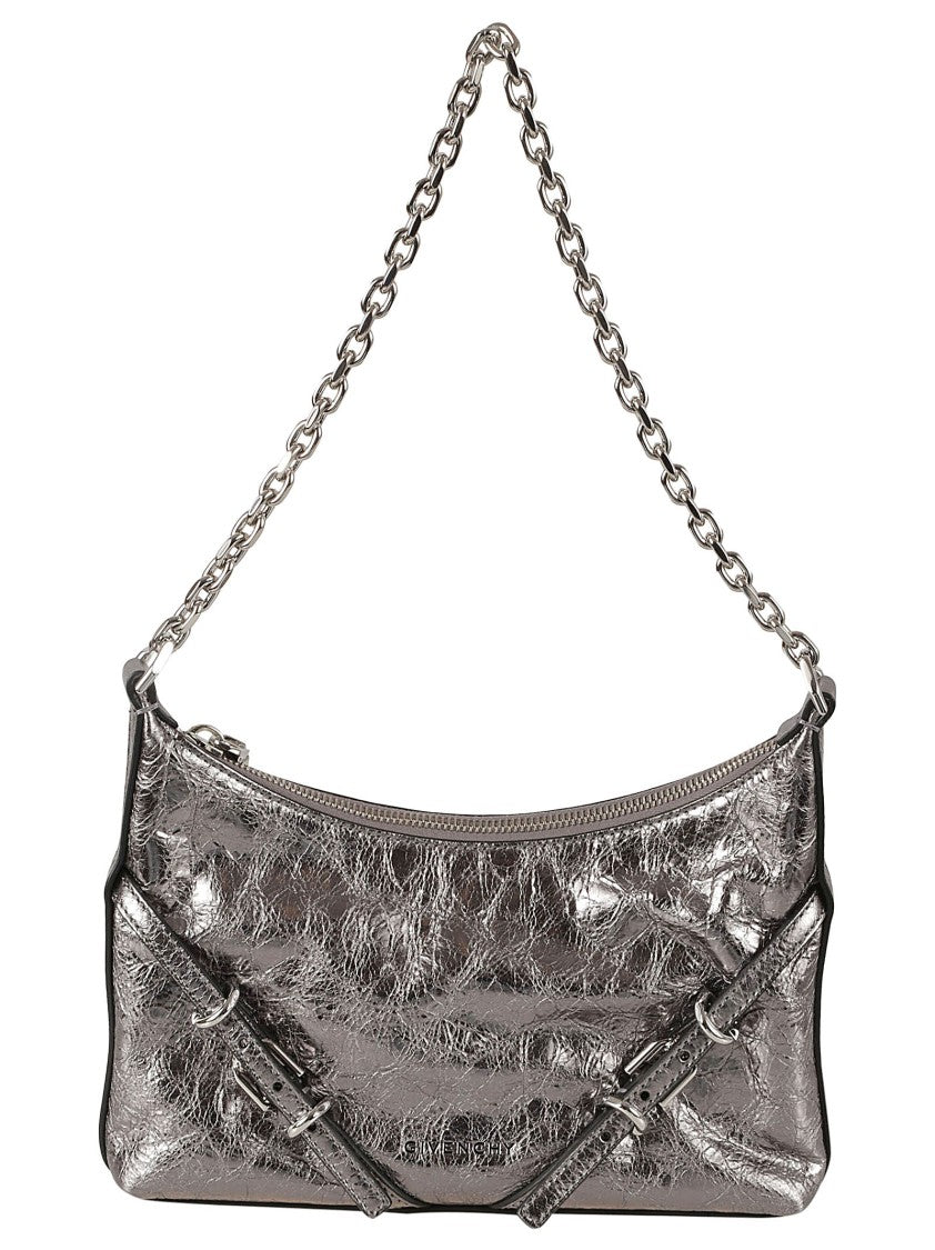 Givenchy Crinkled Metallic Finish Grey Handbag